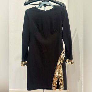Vince Camuto Long Sleeve Sequin Jersey Minidress size 8 NEW Black Gold